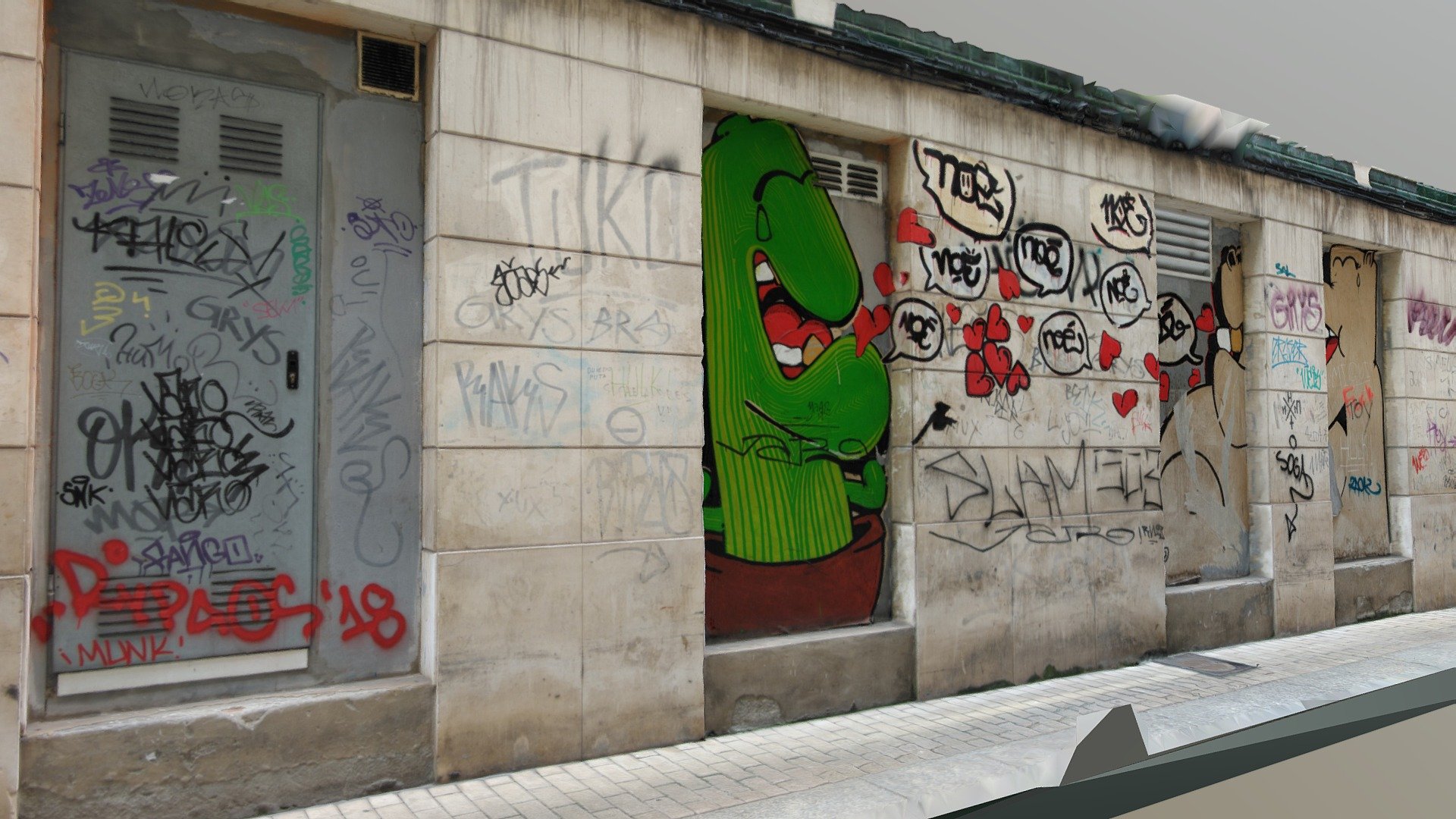 Graffitied wall photogrammetry scan