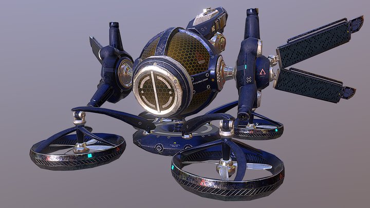 Sci-Fi Solar Drone 3D Model