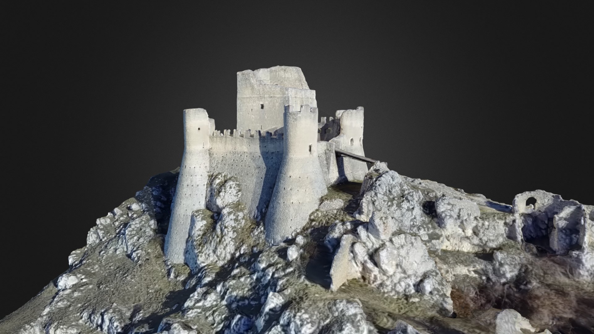 3D model Castle videogrammetry scan - This is a 3D model of the Castle videogrammetry scan. The 3D model is about a stone structure on top of a mountain.
