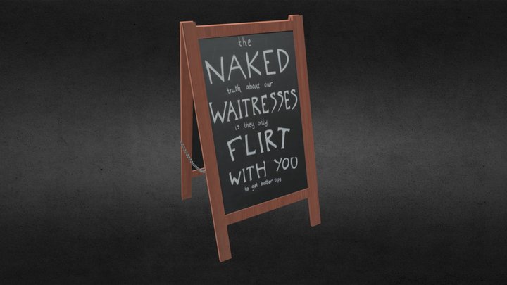 Funny chalkboard sign (game ready) 3D Model