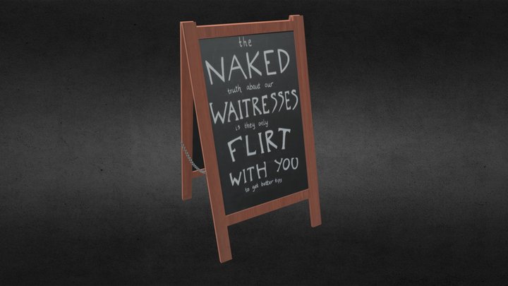 Funny chalkboard sign (game ready) – Kostenloses 3D-Modell STL