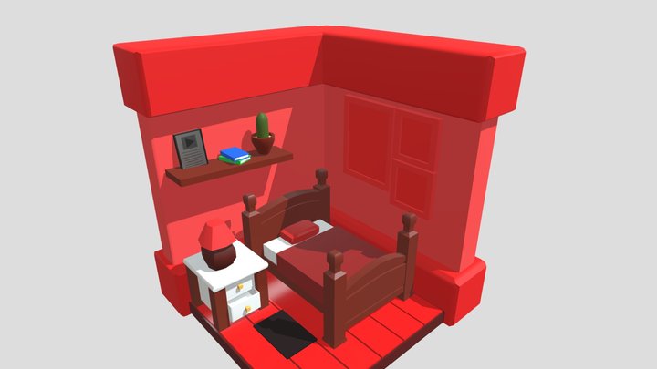 Red Bedroom 3D Model