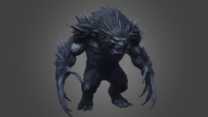 Massive Dark Furry Monster With Long Claws – Kostenloses 3D-Modell STL