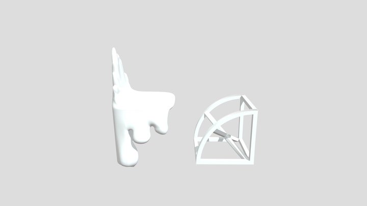 流体桌子+木质框架 3D Model