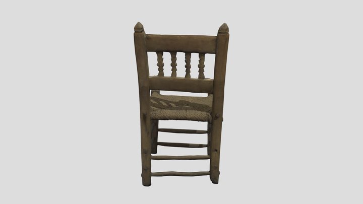 Carved wooden church chair 3D Model