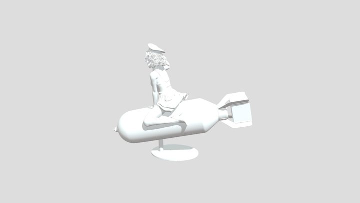 Woman Pin-Up style on bomb 3D Model