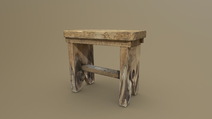 Banquito - Small wooden bench 3D Model