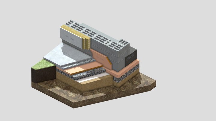 Узел отмостки и цоколя. облицовка штукатурка 3D Model