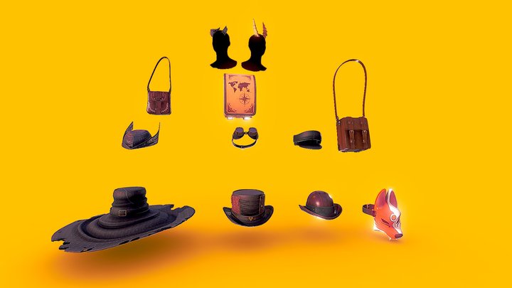 Hat and acessories  package 3D Model