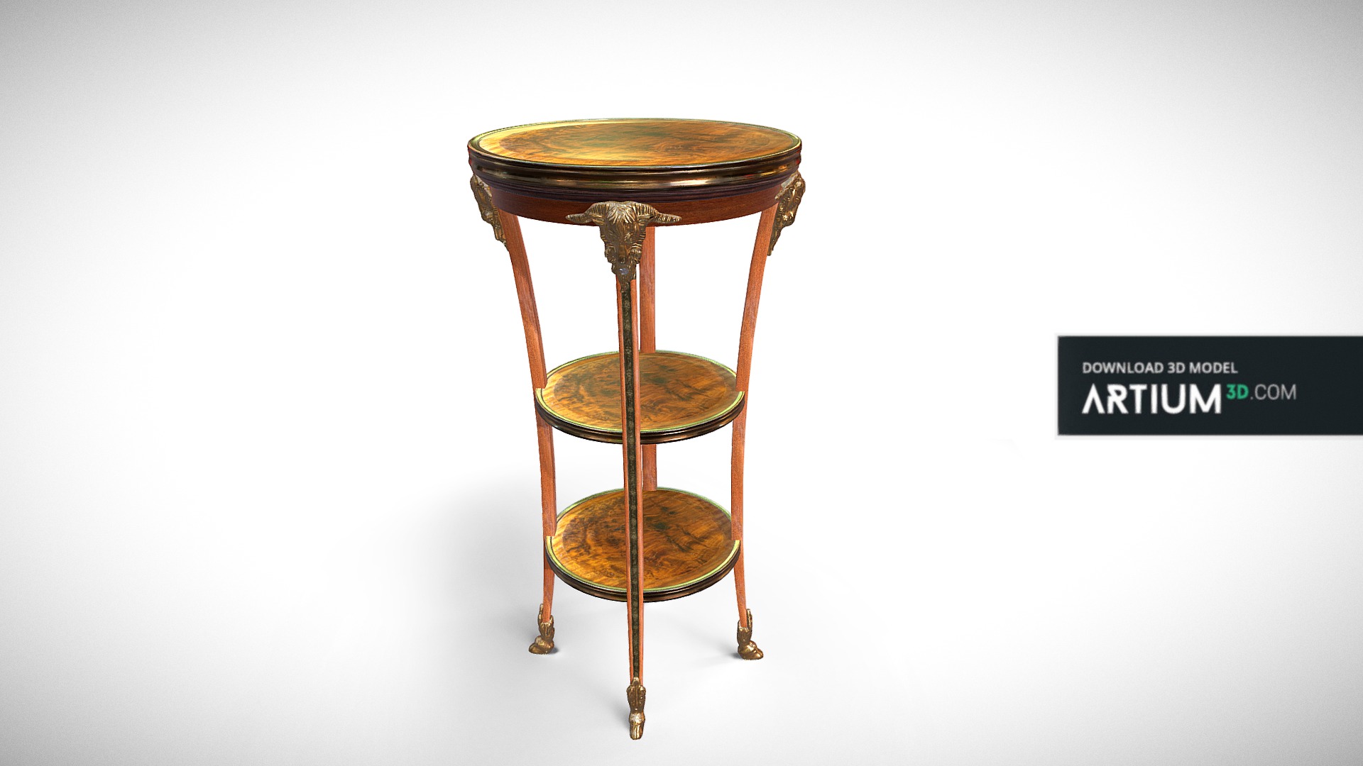 3D model Neoclassical salon etagere – France about 1900 - This is a 3D model of the Neoclassical salon etagere – France about 1900. The 3D model is about a stool with a seat.