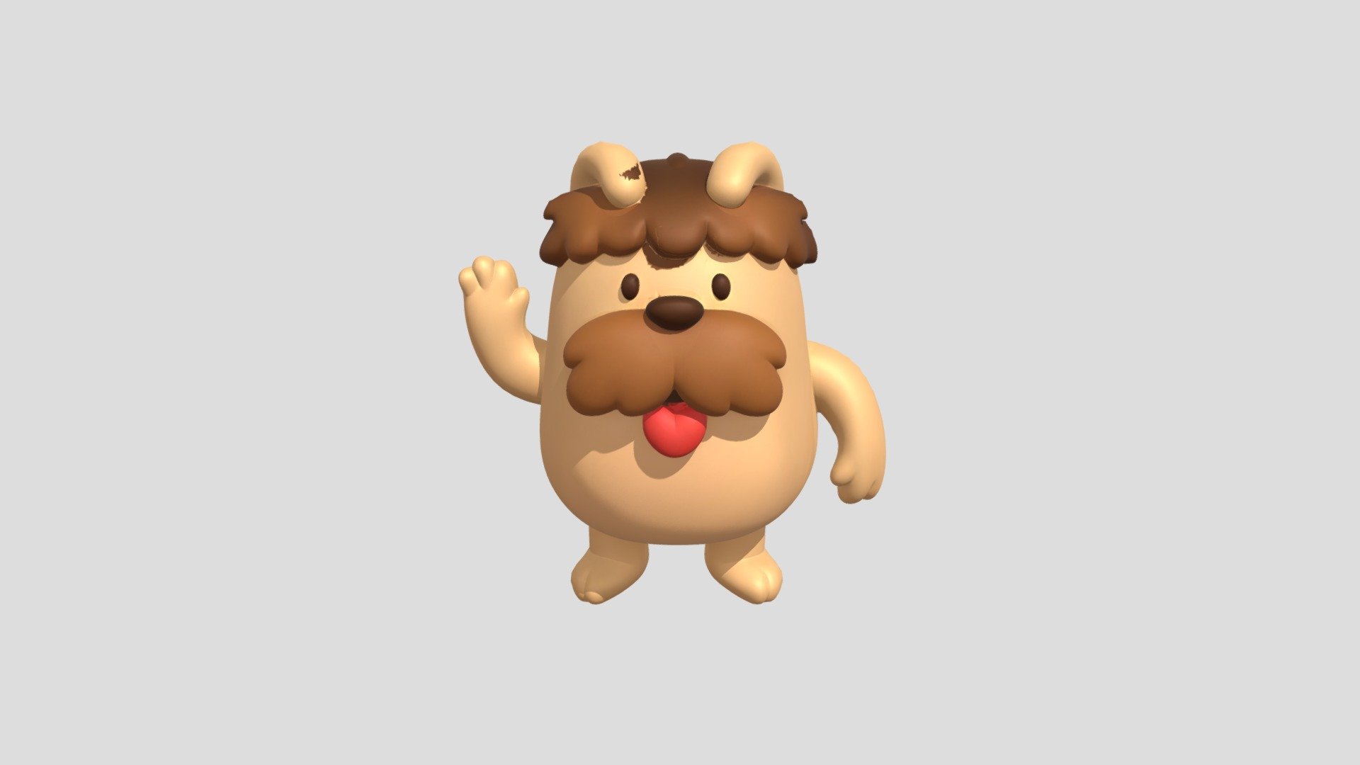 Cute Cartoon Dog Mascot Character with Mustache - 3D model by Inventive ...