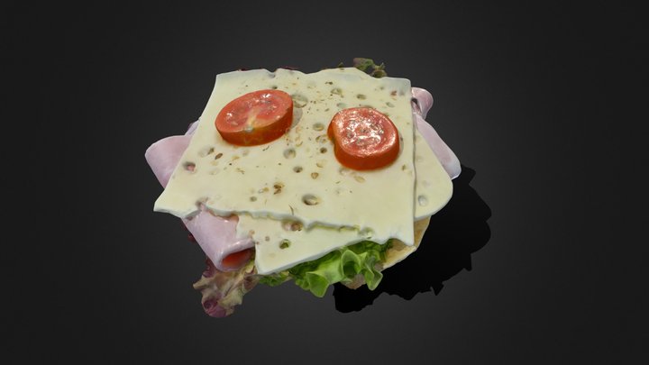 German Bread Roll Sandwich - Belegtes Brötchen 3D Model
