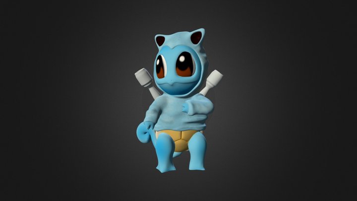 Squirtle with Blastoise Hoodie 3D Model