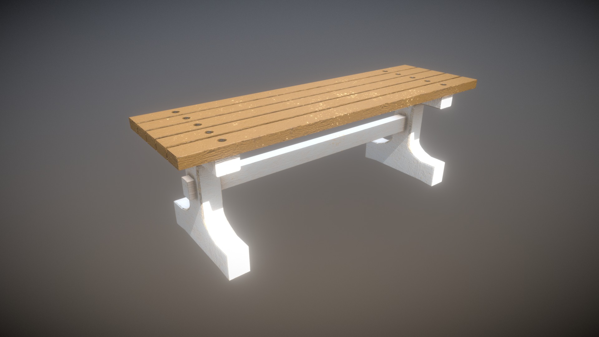 3D model Game Ready Park Bench Low Poly - This is a 3D model of the Game Ready Park Bench Low Poly. The 3D model is about a wooden table with a light.