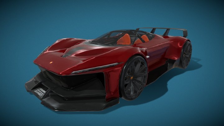 Red HiGen SportCar 3D Model