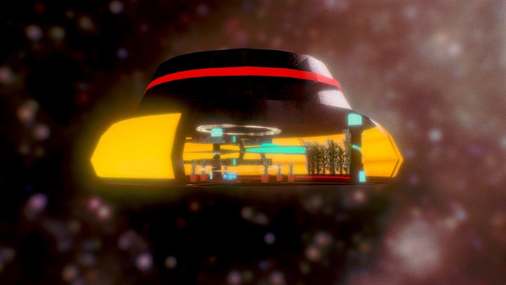 Sci Fi Spaceship Diorama 3D Model