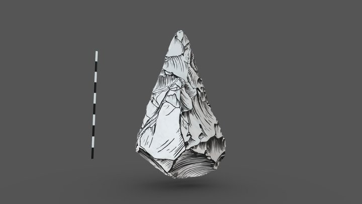 Illustrated Paleolithic Handaxe 3D Model