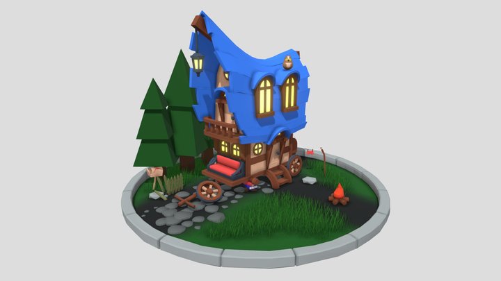 Lowpoly Carriage 3D Model