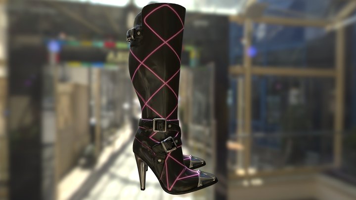 Neon High-Heel Boots 3D Model
