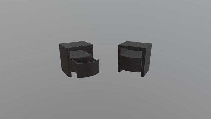 單抽床頭櫃 3D Model