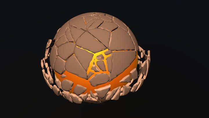 Planet Bursting into Pieces 3D Model