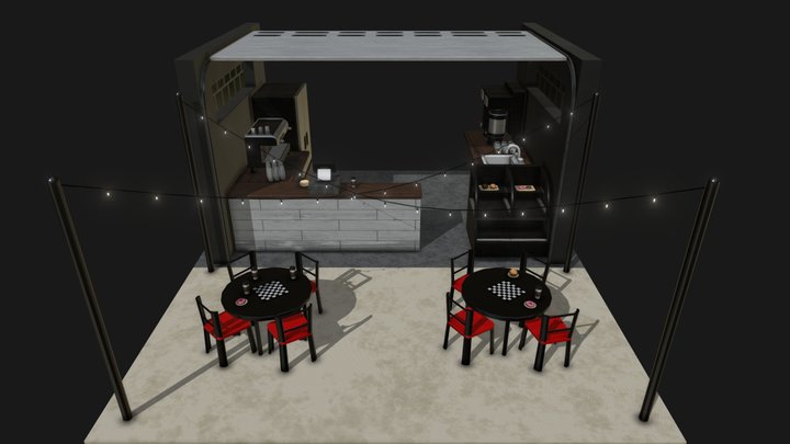 Coffee Shop Diorama 3D Model
