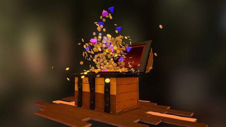 Wooden Treasure Chest 3D Model