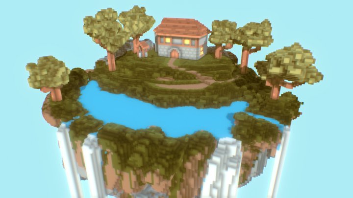 Floating island house 3D Model