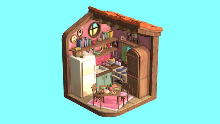 DAE crib -  Strawberry Themed Kitchen 3D Model