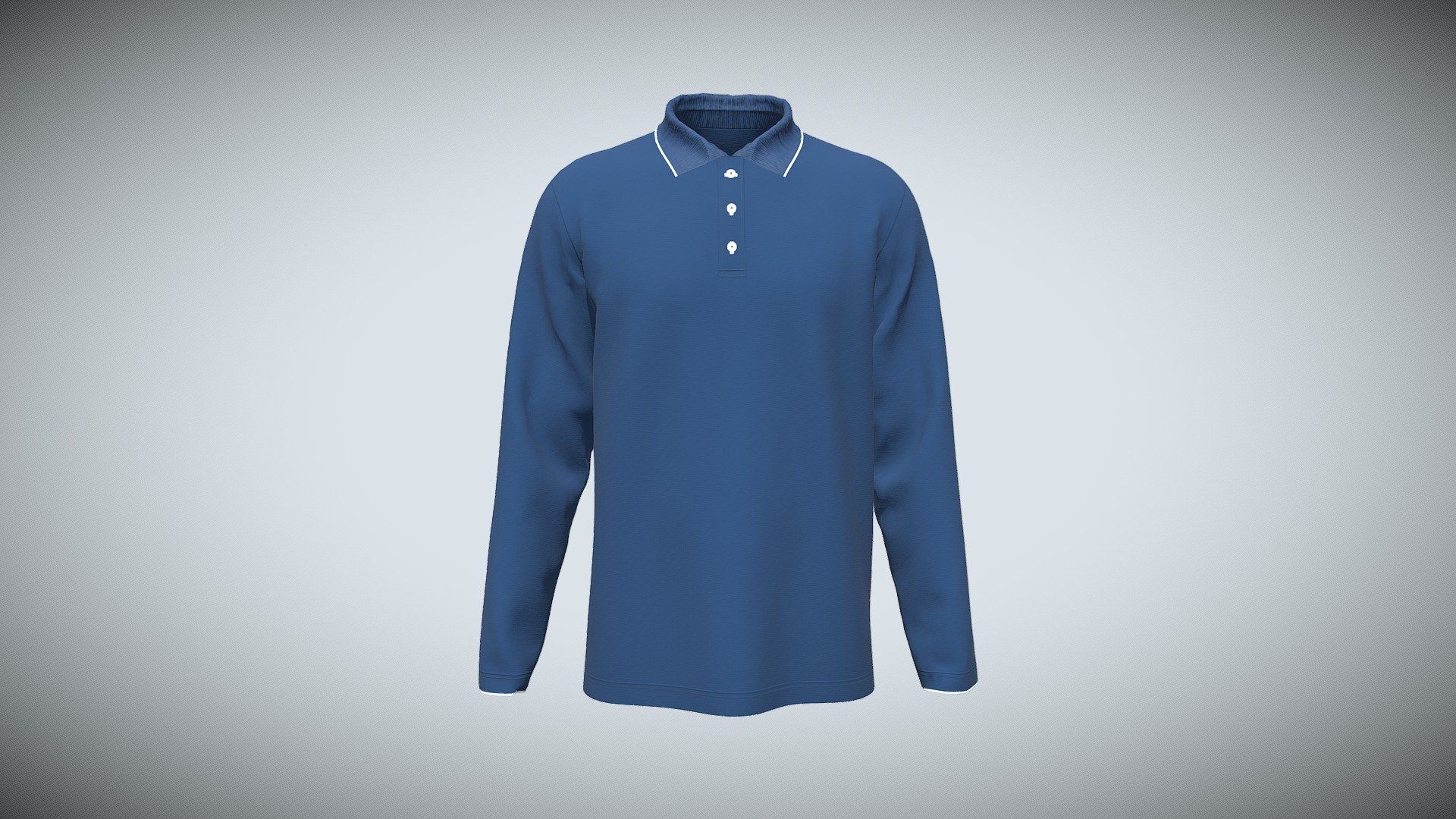 Mens Long Sleeve Pique Polo In Navy - Buy Royalty Free 3D model by Clothing Axis (@clothingaxis ...