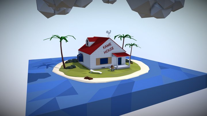 Kame House Low Poly Vertex Painting 3D Model