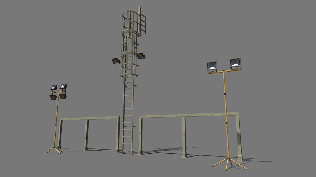 Ladder, Railing and Flood Light Set Up