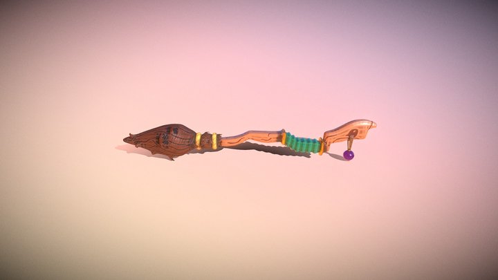 Mystical Stylized Broomstick 3D Model