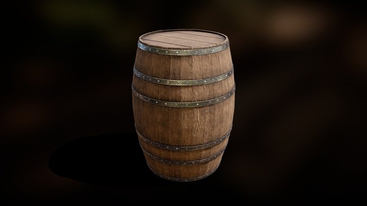Wooden Wine Barrel 3D Model