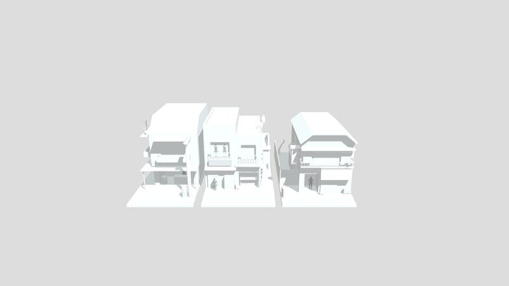 Tokyo - Rowhomes blockouts 3D Model