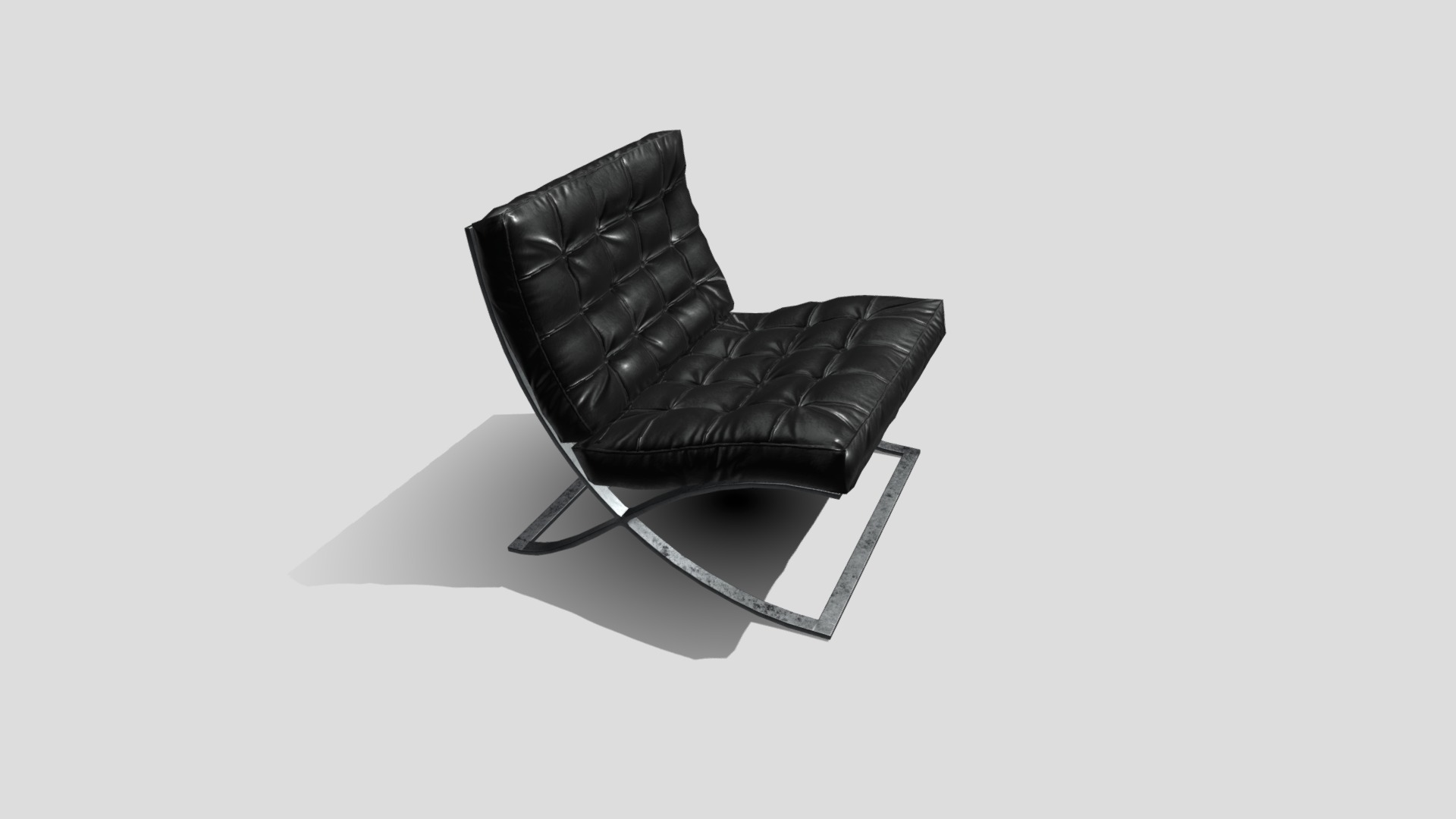 3D model Barcelona Chair - This is a 3D model of the Barcelona Chair. The 3D model is about a black and silver object.