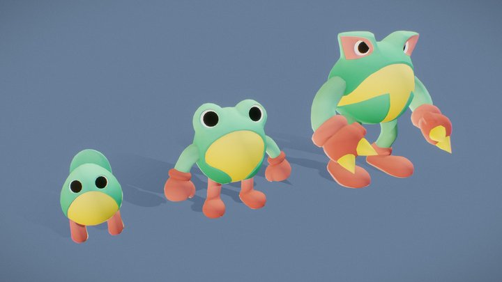 Cartoon Characters - Froggy Warriors 3D Model
