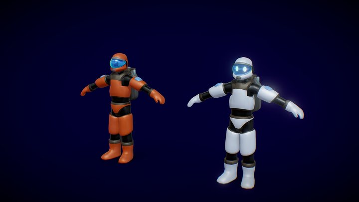 Simple Stylized Astronauts 3D Model