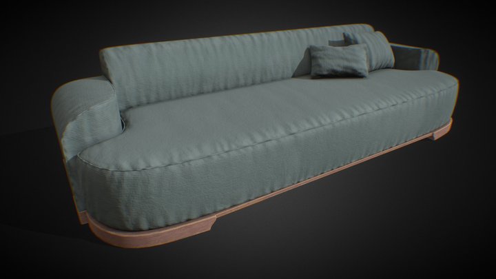 Green Fabric Sofa (High-Poly) 3D Model
