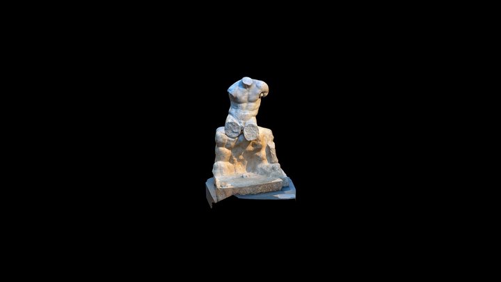 Statue of Herakles seated on a rock 3D Model
