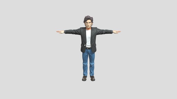 T-Pose Figure in Black Blazer 3D Model