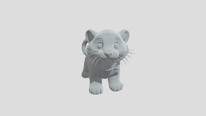 Surprised Tiger Cub 3D Model