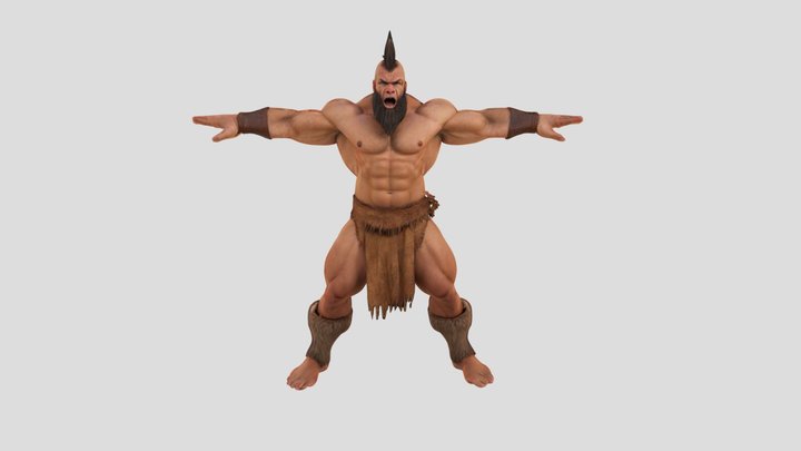 Muscular Caveman 3D Model
