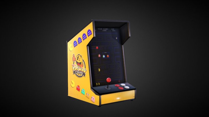 Pac-man Themed Mini Arcade Machine 3D Model