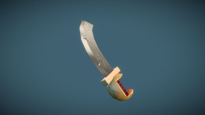 Pirate Cutlass Low Poly 3D Model