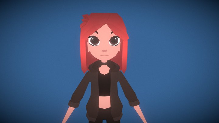 Stylized Low Poly Girl Character 3D Model