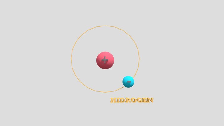 Objek 3D Atom Hidrogen (H)