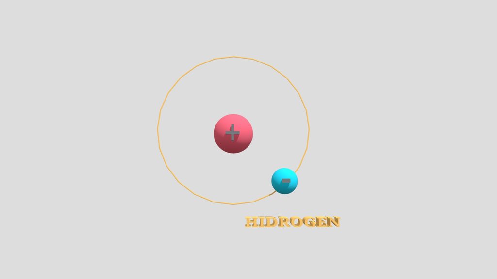 Objek 3D Atom Hidrogen (H)