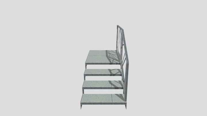 Лестница входная с ограждением 3D Model