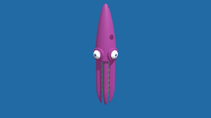 Cartoon Squid 3D Model